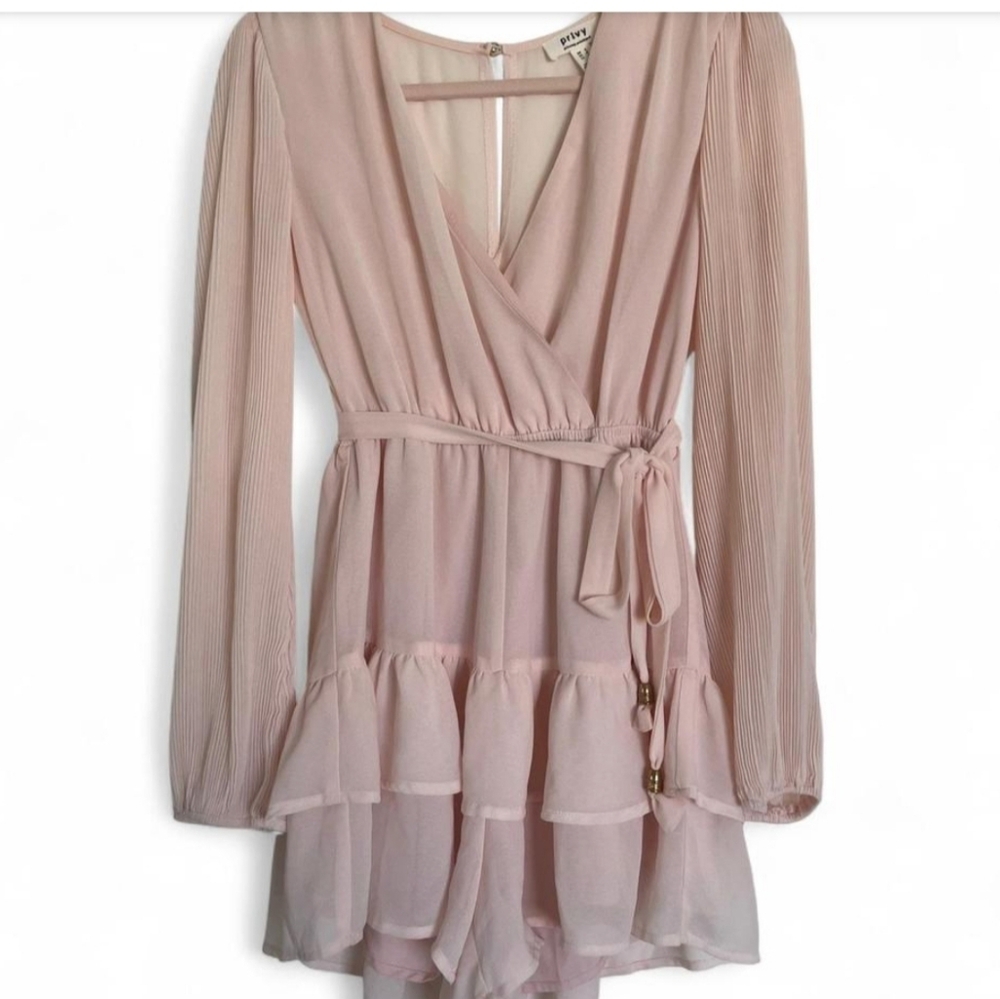 Privy Blush Long Sleeve Ruffle Skort/ Dress